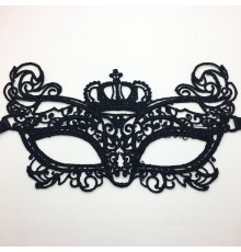 Siyah Renk Dantel İşlemeli Örgülü Parti Maskesi Model 6