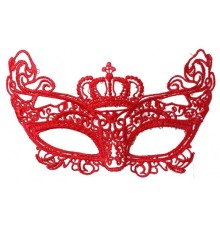 Kırmızı Renk Dantel Örgü İşlemeli Parti Maskesi Model 2