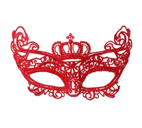 Kırmızı Renk Dantel Örgü İşlemeli Parti Maskesi Model 2