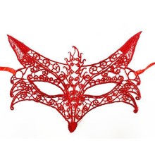 Kırmızı Renk Dantel Örgü İşlemeli Parti Maskesi Model 4