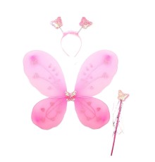 Toz Pembe Renk Kanadı Tacı ve Sopası 50x37 cm