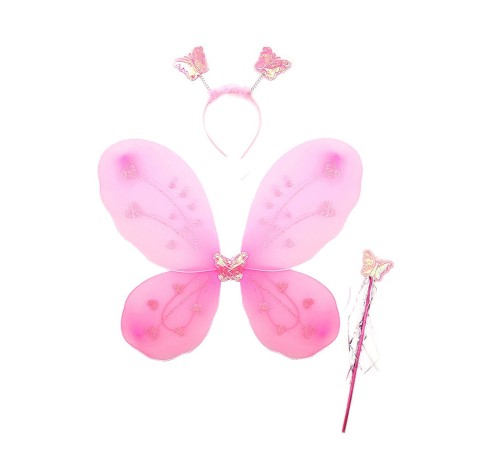 Toz Pembe Renk Kanadı Tacı ve Sopası 50x37 cm