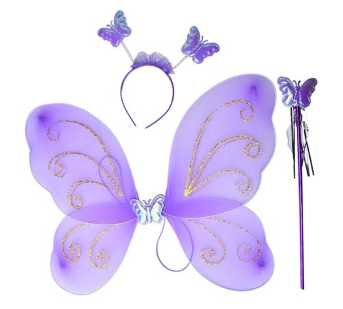 Lila Renk Kanadı Tacı ve Sopası 50x37 cm