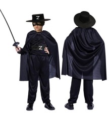 Zorro Kara Şövalye Kostümü - Zorro Kostümü Çocuk Boy 11-12 Yaş