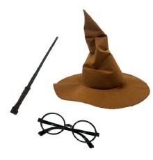 Harry Potter Şapkası + Harry Potter Asası + Harry Potter Gözlüğü Çocuk Boy