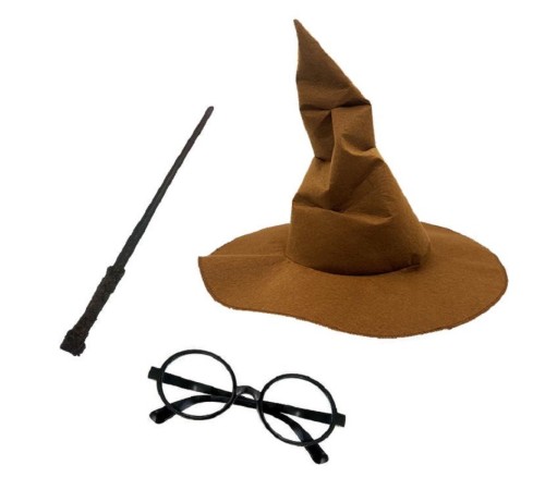 Harry Potter Şapkası + Harry Potter Asası + Harry Potter Gözlüğü Çocuk Boy