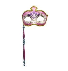 Venedik Masquerade Sopalı Maske Pembe Renk 17x35 cm