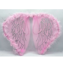 Pembe Otrişli Pembe Renk Çocuk Peri Kanadı-Bebek Peri Kanadı 30x40 cm