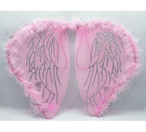 Pembe Otrişli Pembe Renk Çocuk Peri Kanadı-Bebek Peri Kanadı 30x40 cm