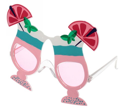 Meyve Kokteyl Temalı Pembe Parti Gözlüğü 15X12 cm