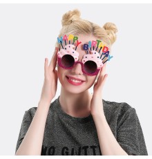 Happy Birthday Yazılı Parti Gözlüğü Fuşya 17x11 cm