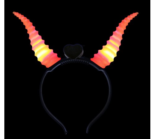 Kırmızı Renk Led Işıklı Kıvrımlı Boynuz Taç 27x18 cm