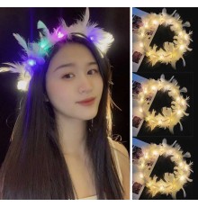 Led Işıklı Rengarenk Yanan 3 Fonksiyonlu Otrişli Parti Tacı Renkli 12x12 cm