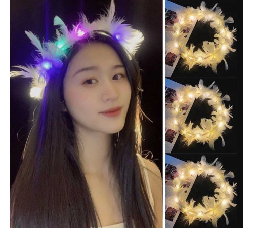 Led Işıklı Rengarenk Yanan 3 Fonksiyonlu Otrişli Parti Tacı Renkli 12x12 cm