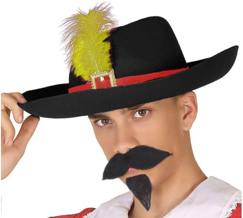 Siyah Renk Çizmeli Kedi Şapkası - Şövalye Şapkası Yetişkin Boy