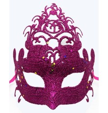 Fuşya Renk Parti Maskesi - Parlak Fuşya Sim Balo Maskesi 21x20 cm