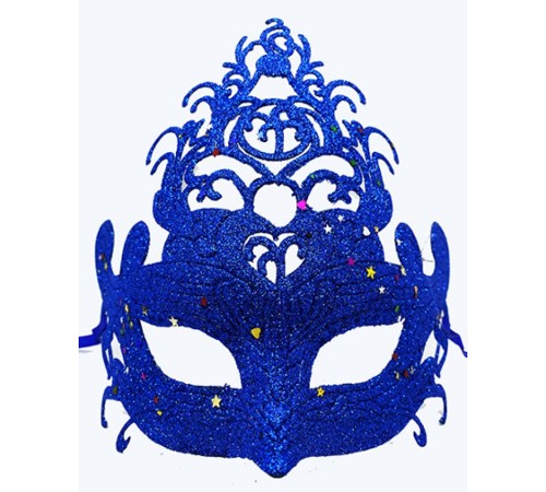 Mavi Renk Parti Maskesi - Parlak Mavi Sim Balo Maskesi 21x20 cm