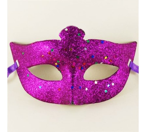 Mor Renk Simli Yıldızlı Kostüm Partisi Maskesi 17x10
