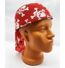 Kırmızı Renk Gümüş Kuru Kafa Baskılı Tas Korsan Şapkası