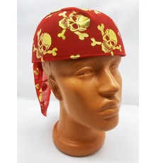 Kırmızı Renk Altın Kuru Kafa Baskılı Tas Korsan Şapkası