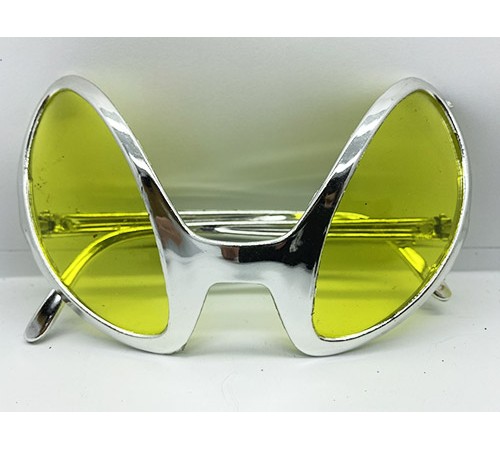 Retro Gözlük - 80 li 90 lı Yıllar Parti Gözlüğü Gümüş Renk 8x13 cm