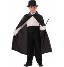 Sihirbaz Pelerini 90 cm ve Sihirbaz Şapkası Siyah Renk Çocuk Boy