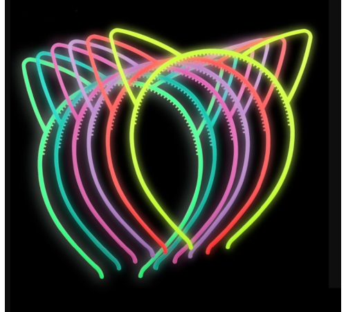 Karanlıkta Yanan Glow Kedi Kulağı Kedi Tacı Renkli 6 Adet