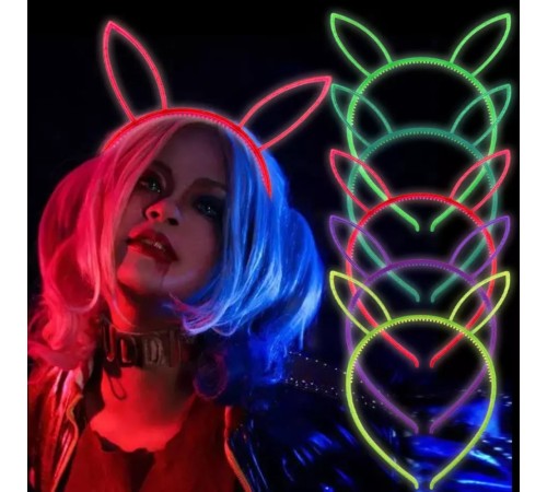 Karanlıkta Yanan Glow Tavşan Kulağı Tavşan Tacı Renkli 6 Adet