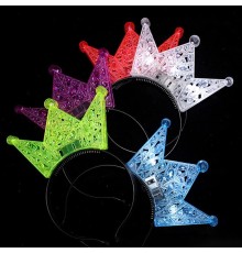 Ekstra Lüks Parlak Yanıp Sönen Led Işıklı Kral-Kraliçe Tacı Parti Tacı 16x18 cm