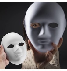 Beyaz Renk Boyanabilir Anonim Tam Yüz Cosplay Maske 24x18 cm