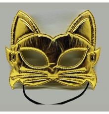 Altın Renk Kumaş Malzemeden İmal Kedi Maskesi 19x15 cm