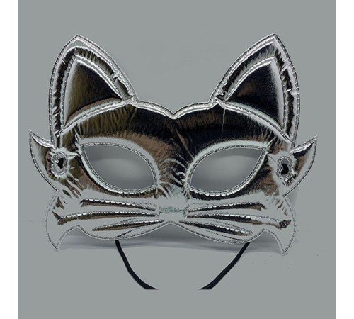 Gümüş Renk Kumaş Malzemeden İmal Kedi Maskesi 19x15 cm