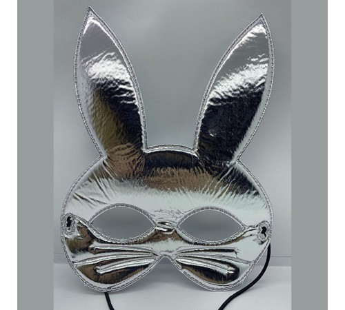 Gümüş Renk Kumaş Malzemeden İmal Tavşan Maskesi 25X17 cm