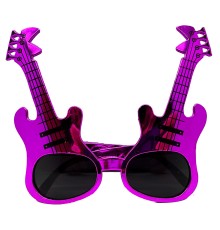 Fuşya Renk Rockn Roll Gitar Şekilli Parti Gözlüğü 15x15 cm