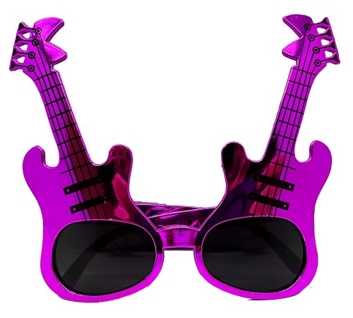 Fuşya Renk Rockn Roll Gitar Şekilli Parti Gözlüğü 15x15 cm