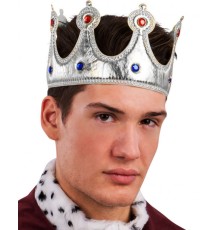 Kral Tacı Gümüş Renk Kumaş Malzeme Yetişkin Boy