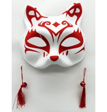 Kırmızı Püsküllü Boncuklu Plastik Kedi Maskesi 1 No 17x18 cm