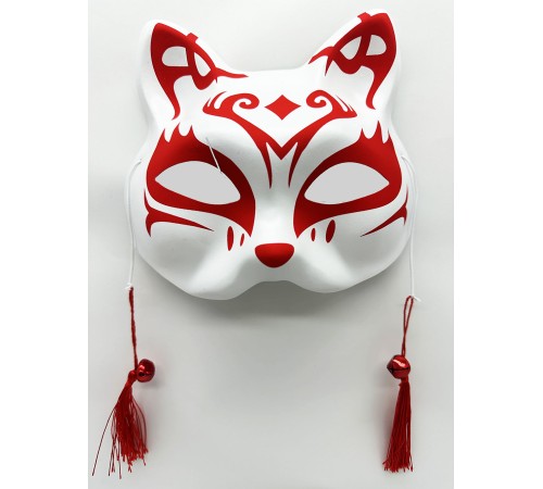 Kırmızı Püsküllü Boncuklu Plastik Kedi Maskesi 1 No 17x18 cm