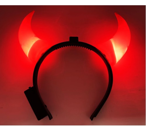 Led Işıklı Mega Boynuz Taç Kırmızı Renk 20x20 cm