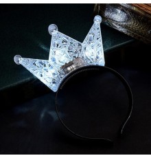 Led Işıklı Kraliçe Tacı Kral Tacı Şeffaf Gümüş Renk