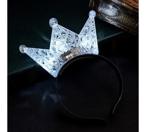 Led Işıklı Kraliçe Tacı Kral Tacı Şeffaf Gümüş Renk