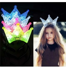 Led Işıklı Kraliçe Tacı Kral Tacı Pembe Renk