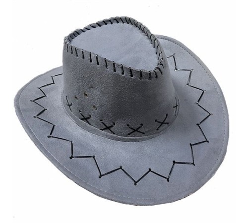 Bağcıklı Çocuk Boy Nubuk Süet Kovboy Şapkası Koyu Gri Renk