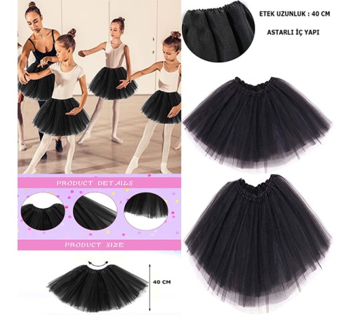 Siyah Renk Tütü Etek Bale Eteği Gösteri Eteği Çocuk Bebek Boy
