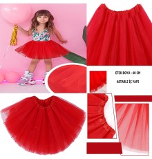Kırmızı Renk Tütü Etek Bale Eteği Gösteri Eteği Çocuk Bebek Boy