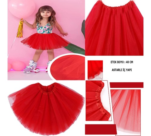 Kırmızı Renk Tütü Etek Bale Eteği Gösteri Eteği Çocuk Bebek Boy