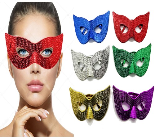 Metalize Ekstra Parlak Maske Model Parti Gözlüğü 6 Renk 6 Adet