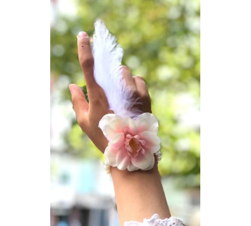 Bride to be Gelin Bilekliği Tüy ve İnci Boncuk Somon Renkli Bekarlığa Veda Partisi Bilekliği 10 Adet