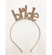 Kristal Taşlı Rose Gold Renk Bride Yazılı Taşlı Taç 18x13 cm