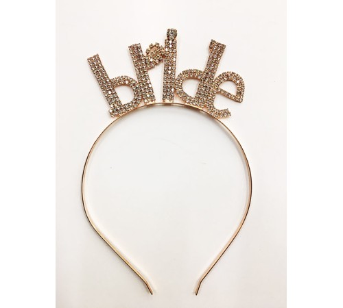 Kristal Taşlı Rose Gold Renk Bride Yazılı Taşlı Taç 18x13 cm